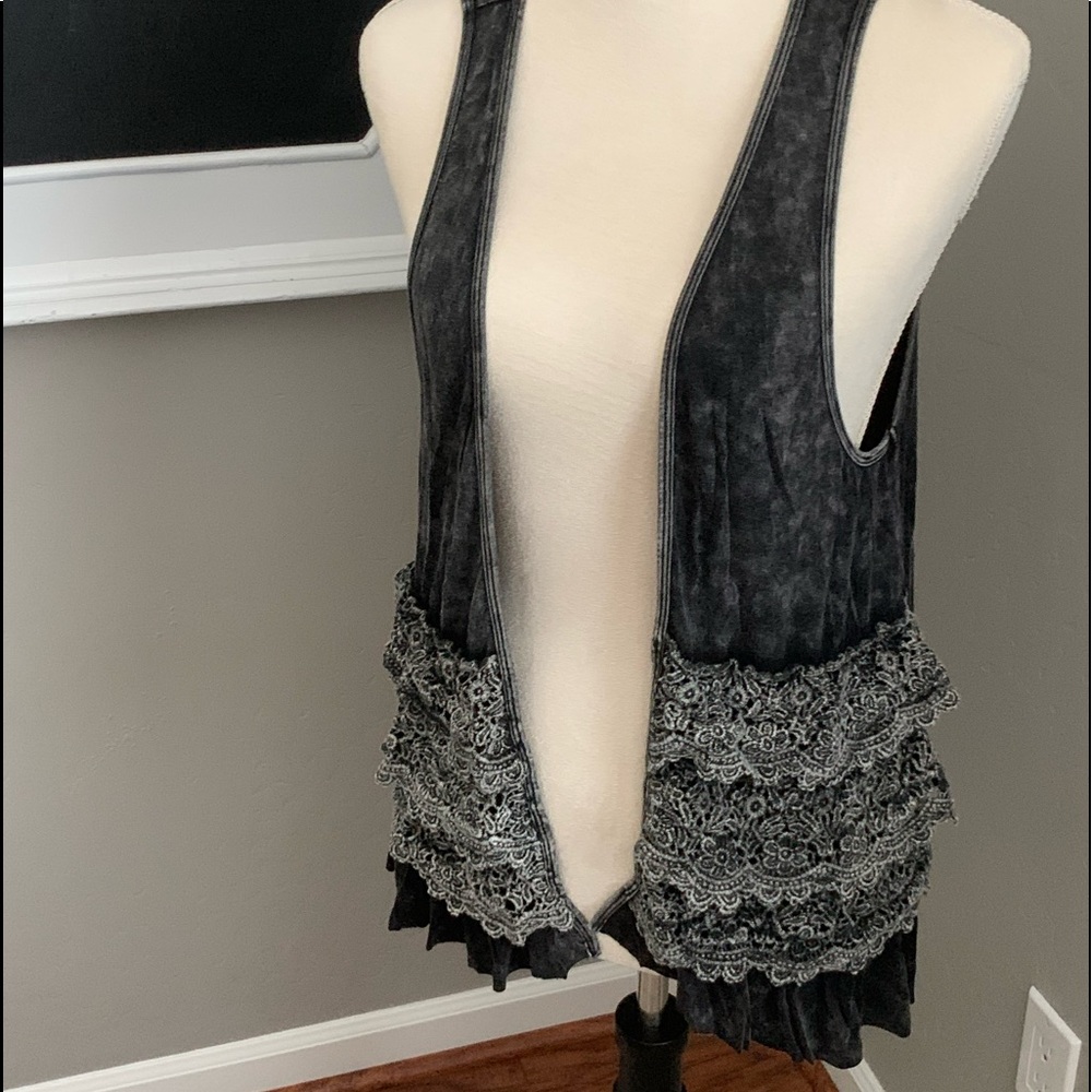 Charcoal black - acid washed vest. Soft stretchy fabric. (Tshirt not included)